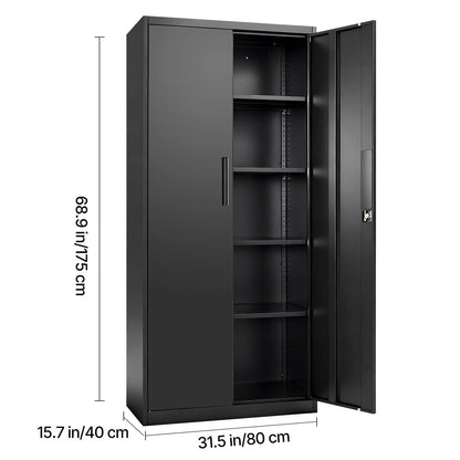 Metal Storage Cabinet, 68.9 in Lockable Steel Garage Cabinet