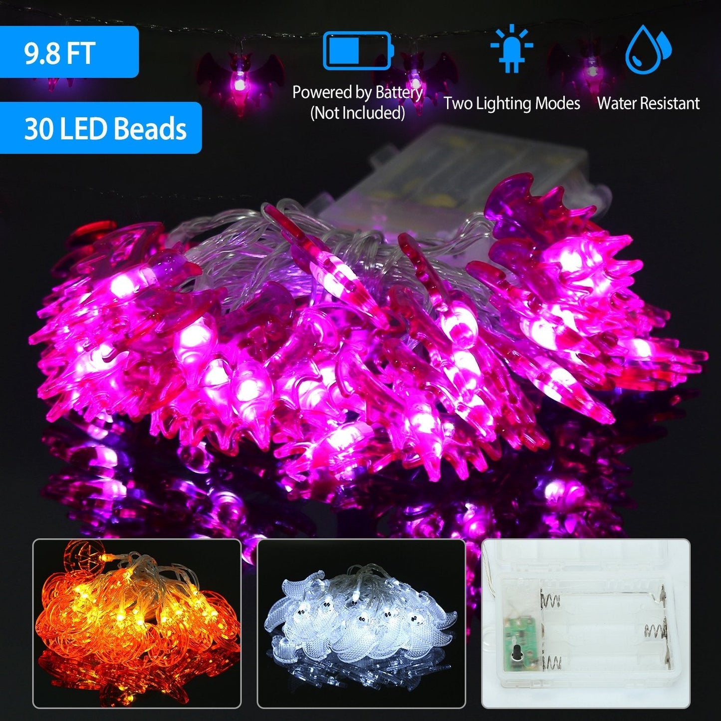 Halloween Ghost String Lights 30 LEDs 9.8ft Halloween String Lights Decorative Fairy Lights For Party Bedroom Home Festival Decoration