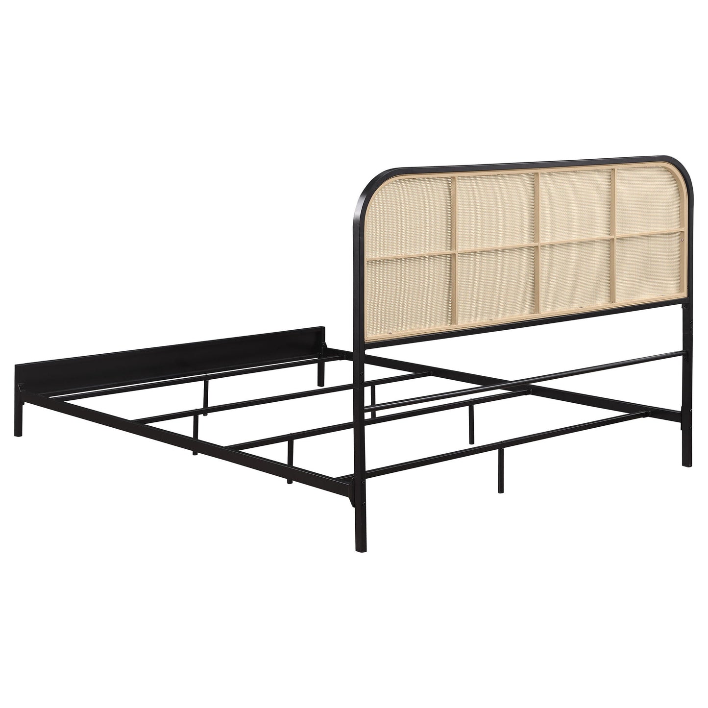 Amherst Radio Weave Rattan Metal Queen Bed Black
