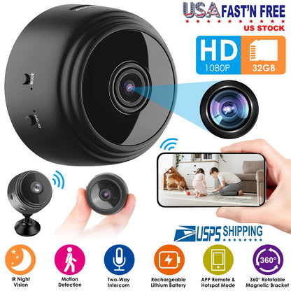 Mini CameraÊWireless Wifi IP Home Security Cam 1080P Full HD Surveillance Camera Nanny Cam w/ 32G MMC Card