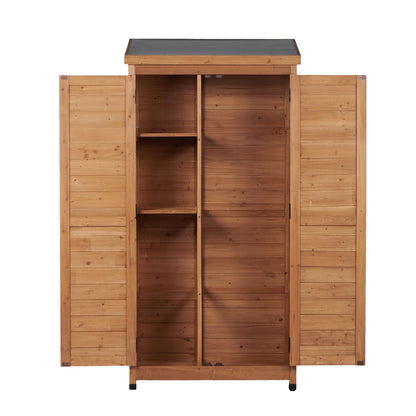 Outdoor Storage Shed With Vertical Tool Cabinet For Backyard