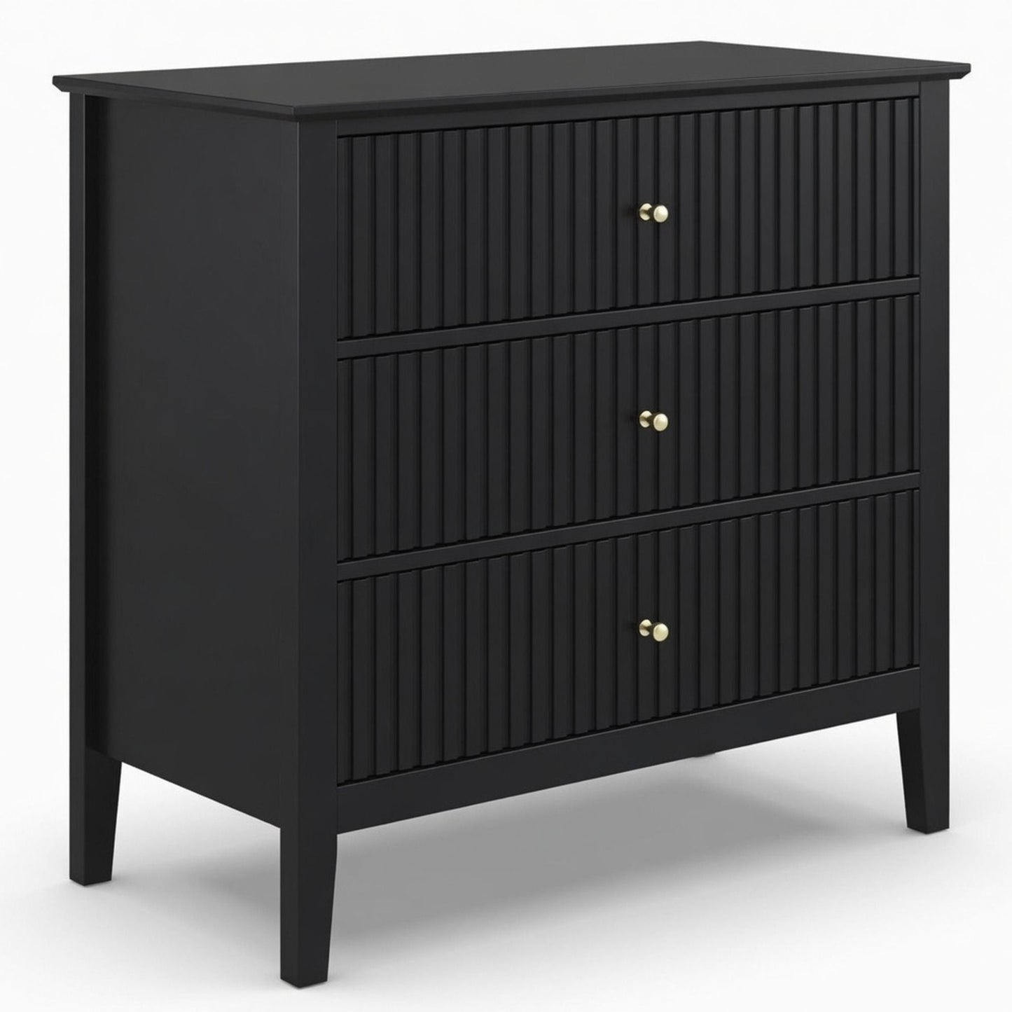 Fluted 3 Drawer Nightstand With Soft Close Slides