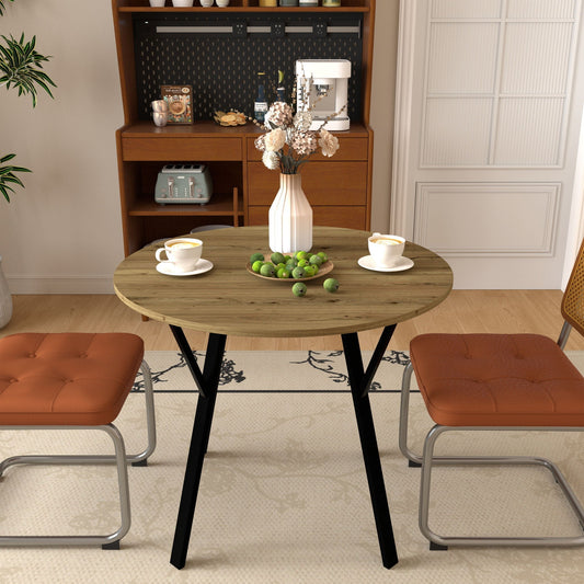 Round Dining Table for 2-4 People - Rustic Brown