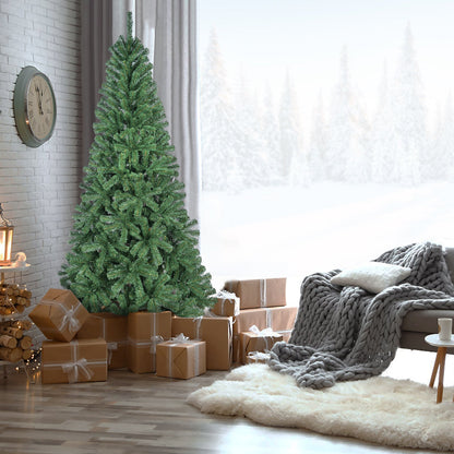 7FT Artificial Christmas Tree with 774 PVC Tips, Hinged Structure & Metal Stand – Full
