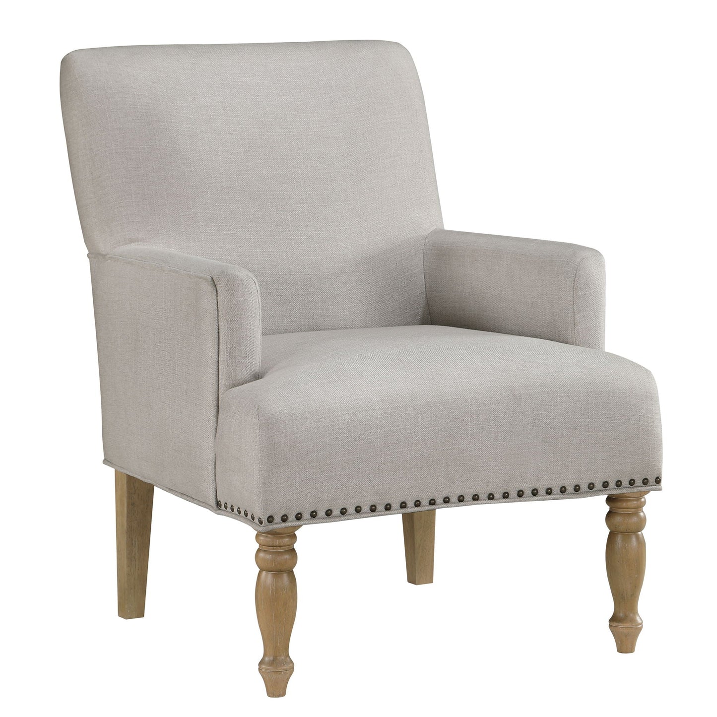 Alice - Upholstered Arm Chair With Nailheads - Beige