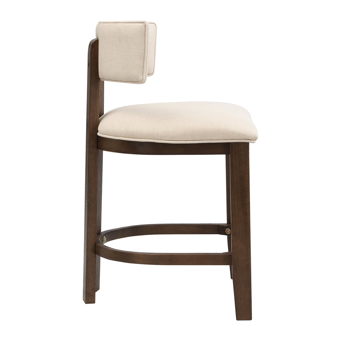 26" Counter Height Bar Stool, Upholstered Counter Stools (Set of 2) - Walnut & Beige