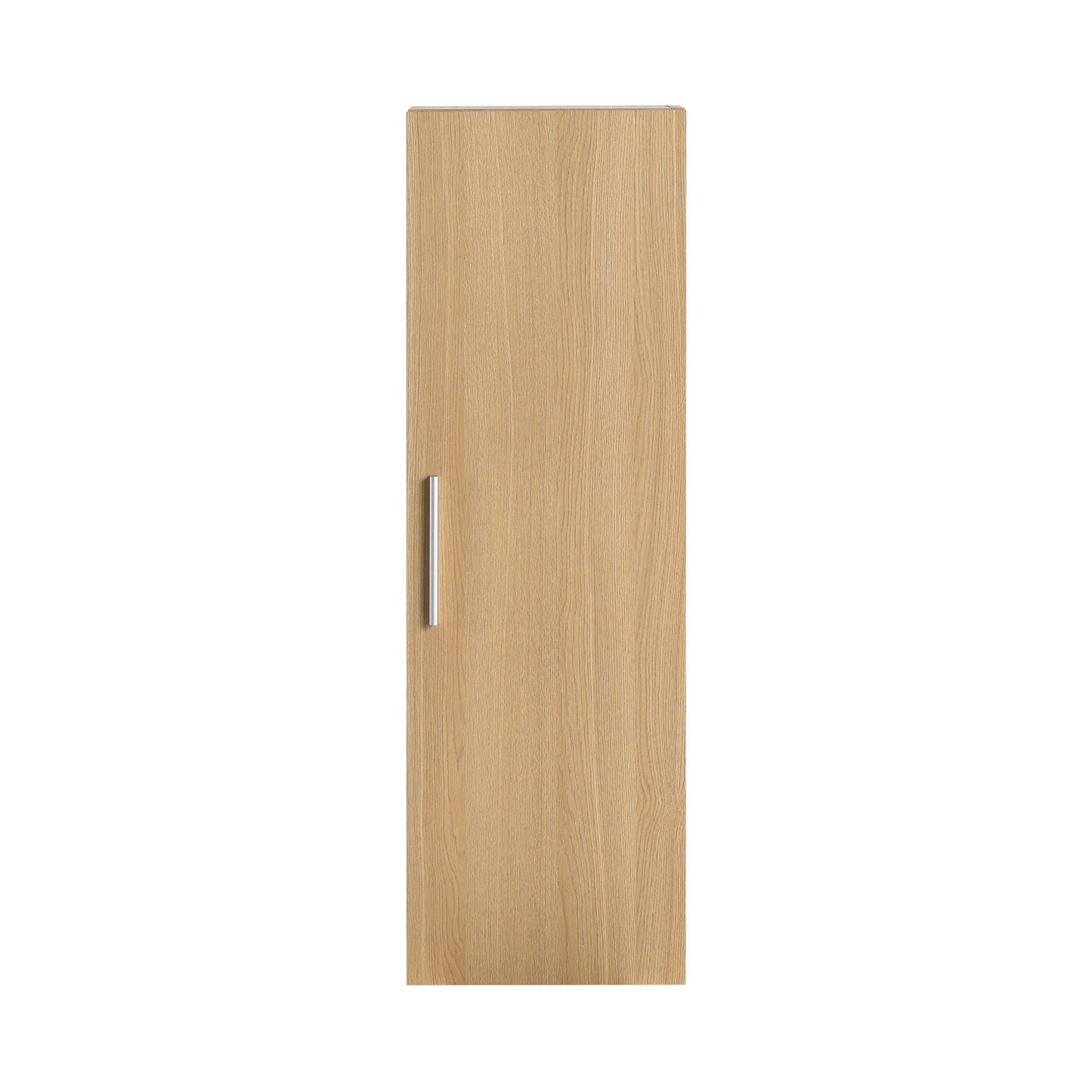 Tall Floating Bathroom Side Cabinet, Wall Mounted Single Door Storage - Light Oak