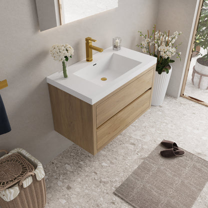 36" Wall-Mounted Bathroom Vanity with Sink