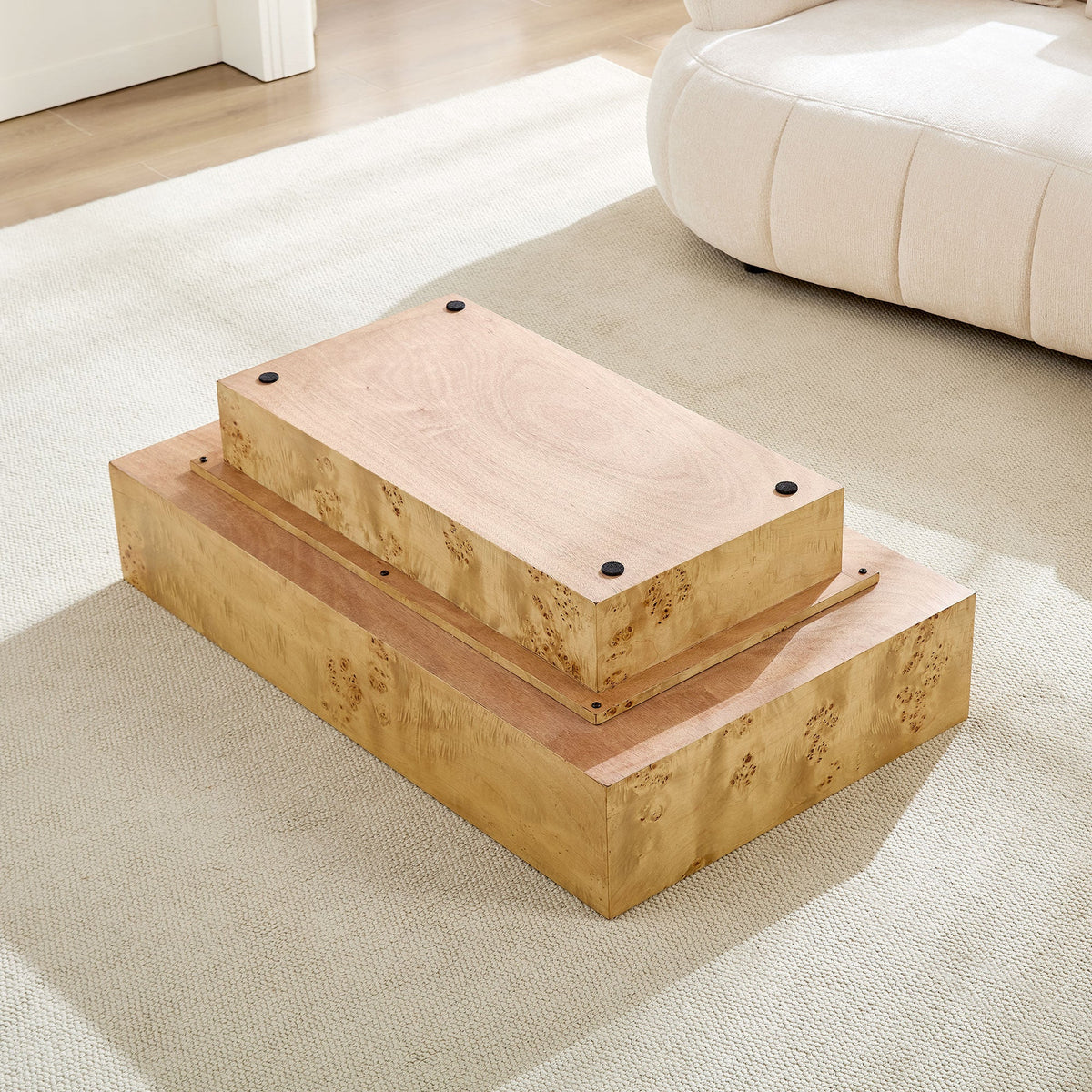 43.31 Inch Burl Wood Veneer Coffee Table