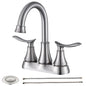 2-Handle 4-Inch Brushed Nickel Bathroom Faucet with Pop-Up Drain