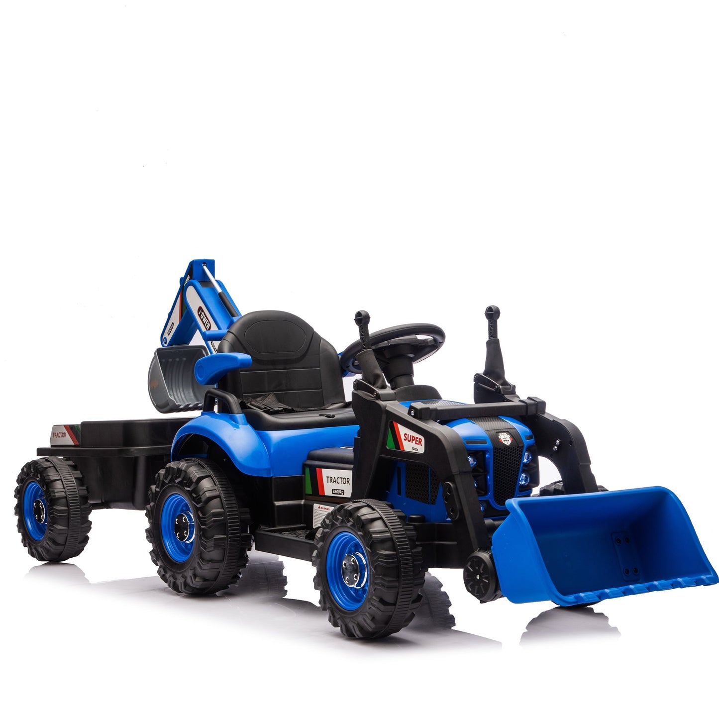 24V Kids Ride-On Electric Tractor Toy with 4-in-1 Construction Attachments