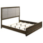 Atlas 63-inch Eastern King Upholstered Panel Bed Grey and Dark Oak