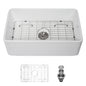 Elegant Farmhouse Apron Front Ceramic Single Bowl, Kitchen Basin