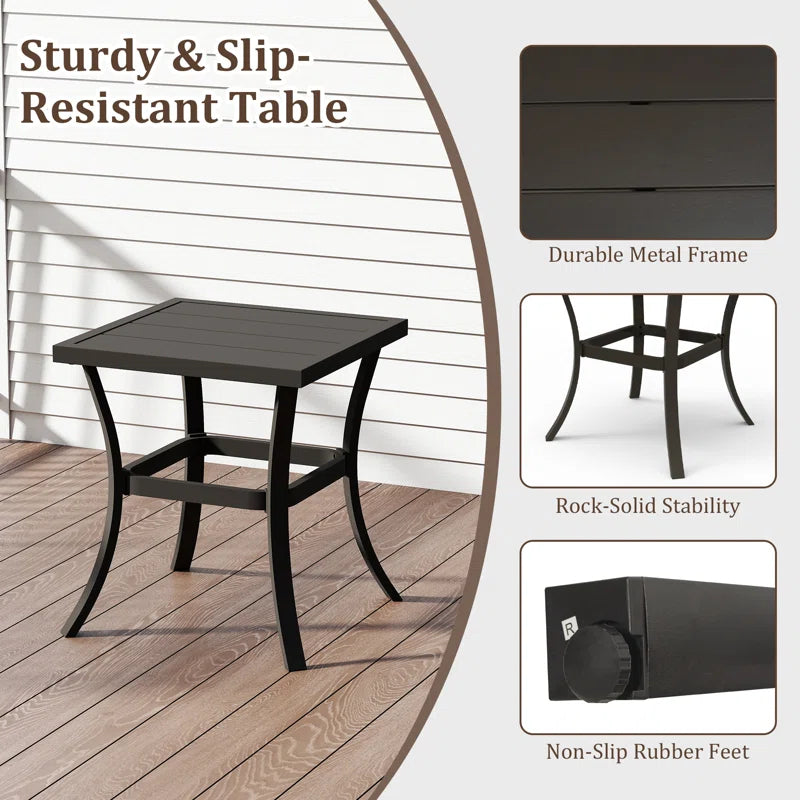 Outdoor Metal Swivel Patio Set - 2 Armchairs & Table