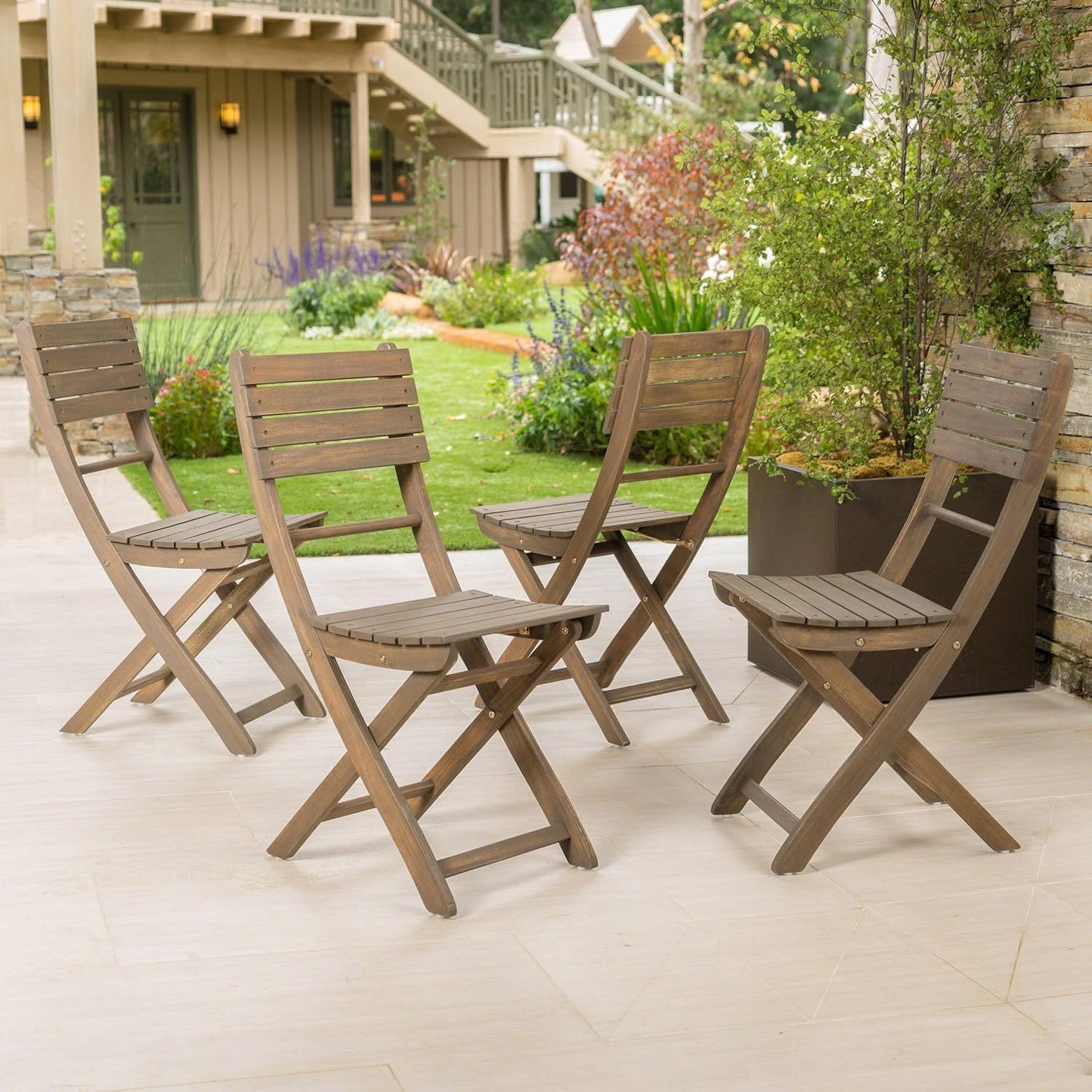 Positano - 4 Piece Foldable Chair Set in Gray
