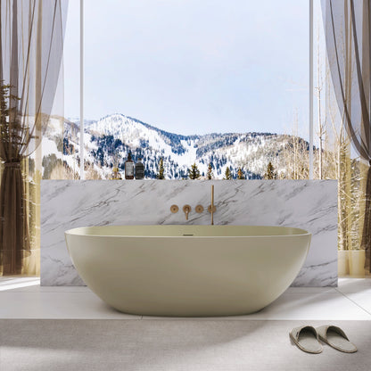 66.9 Inch Freestanding Solid Surface Soaking Bathtub