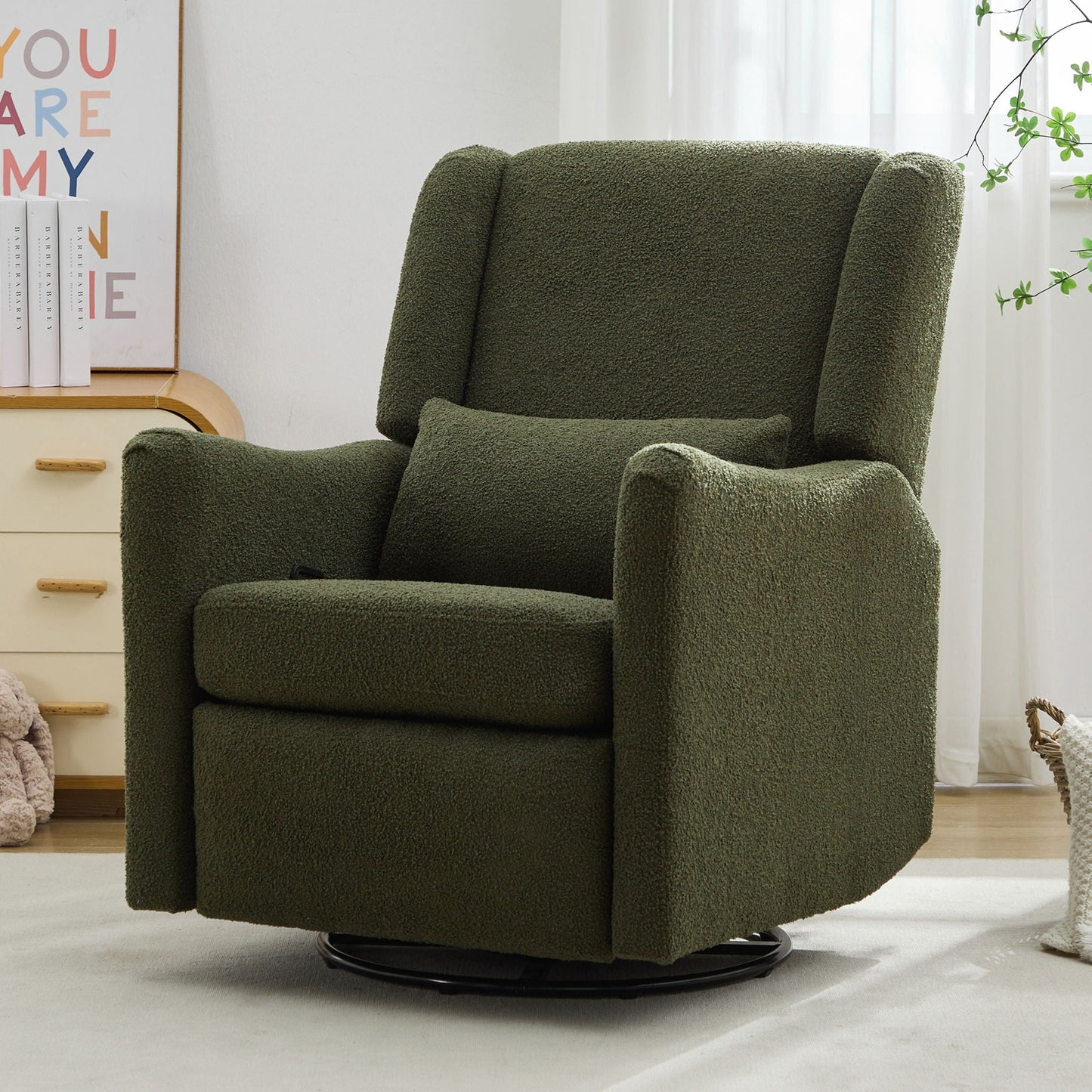 Wide Wingback Swivel Glider Rocker Recliner Chair