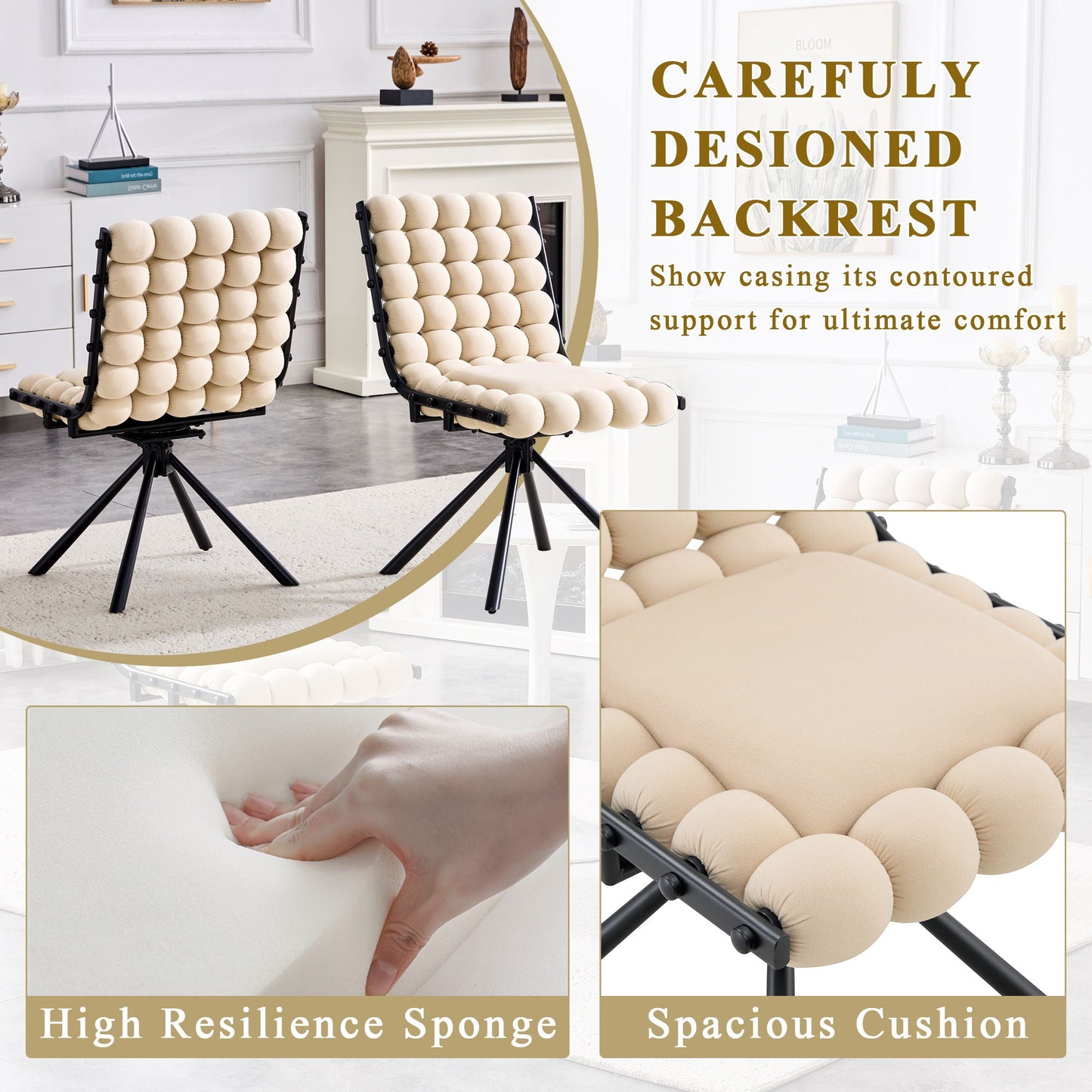 Puffy Bubble, Ball Chain Dining Chairs For Dining Room (Set of 2)