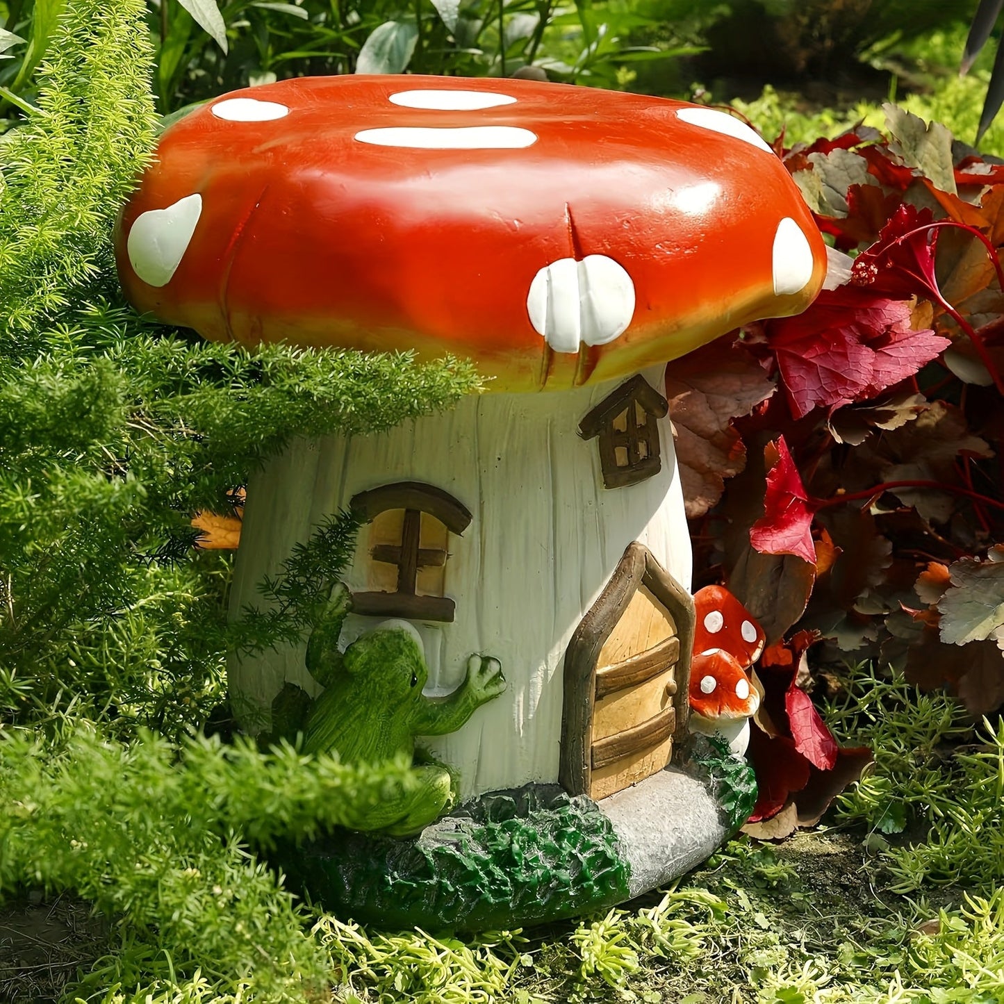 13.4" Mushroom House Garden Stool