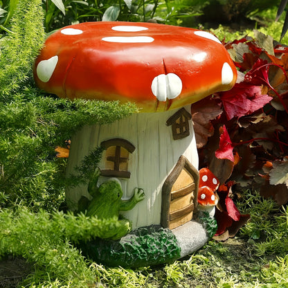 13.4" Mushroom House Garden Stool