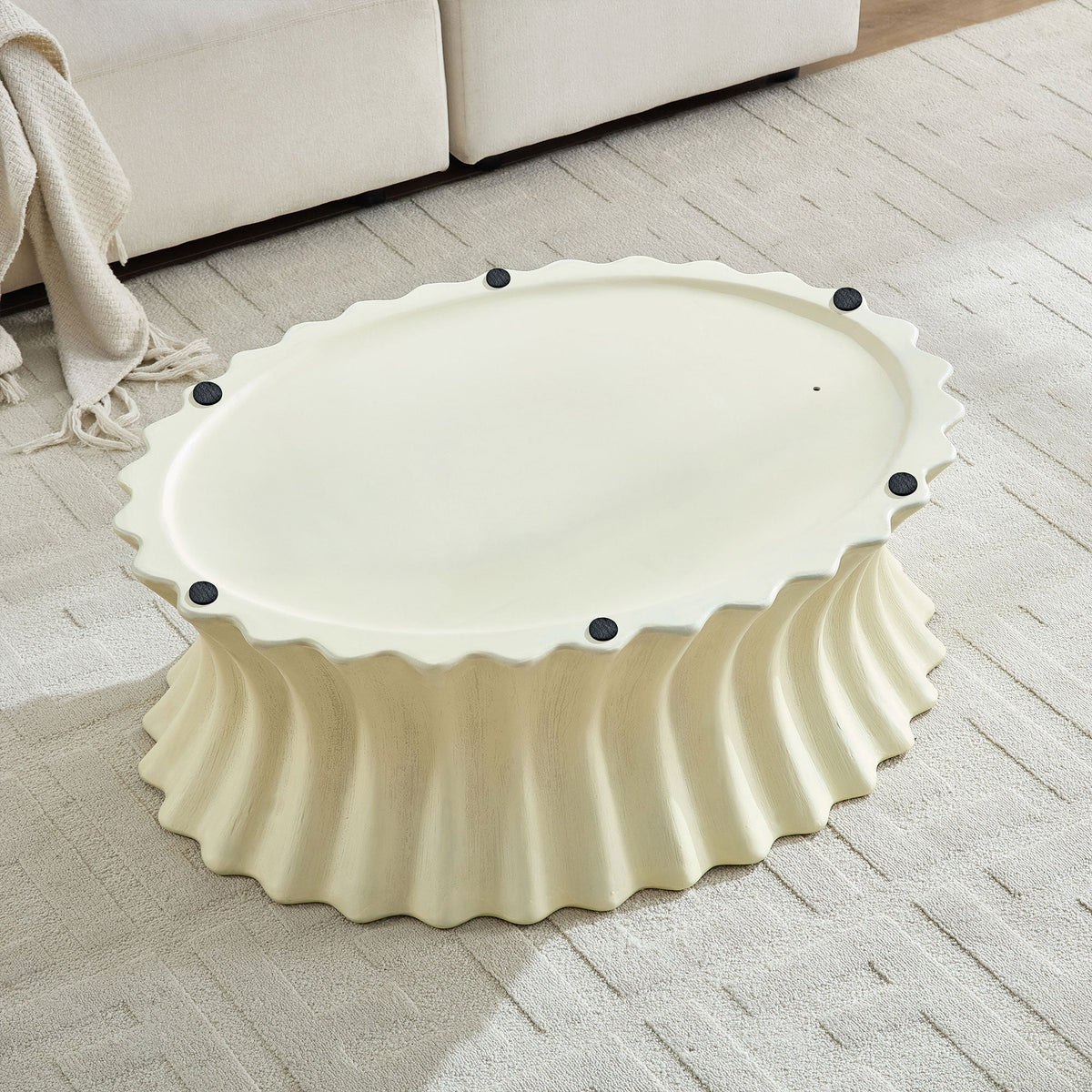 35.04 Inch Oval Coffee Table - Vintage Sturdy Fiberglass