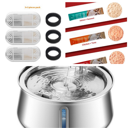 All Stainless Steel Pet Water Dispenser Round Runway Type Large Capacity Dogs And Cats Water Dispenser