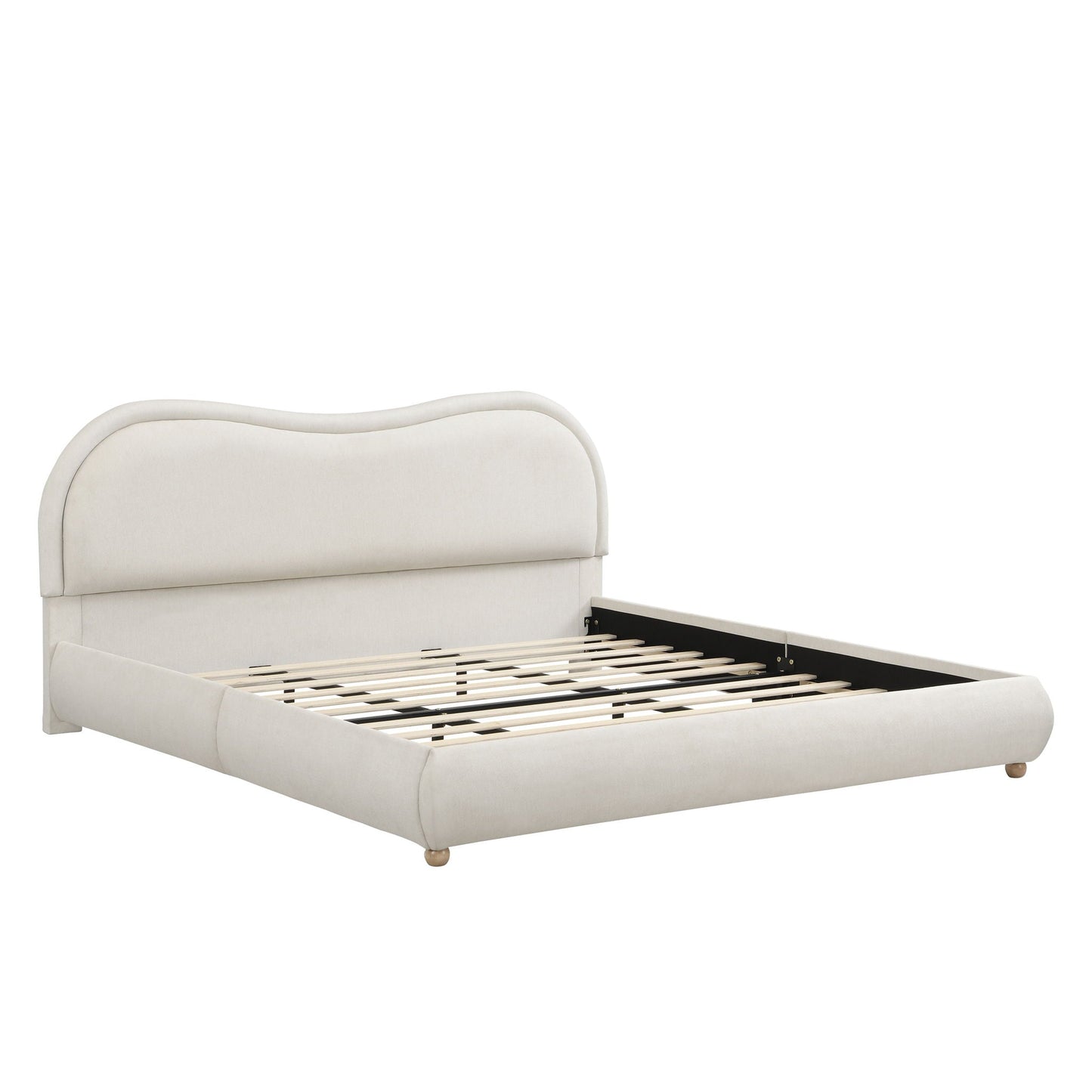 Upholstered Platform Bed Frame With Curved Headboard