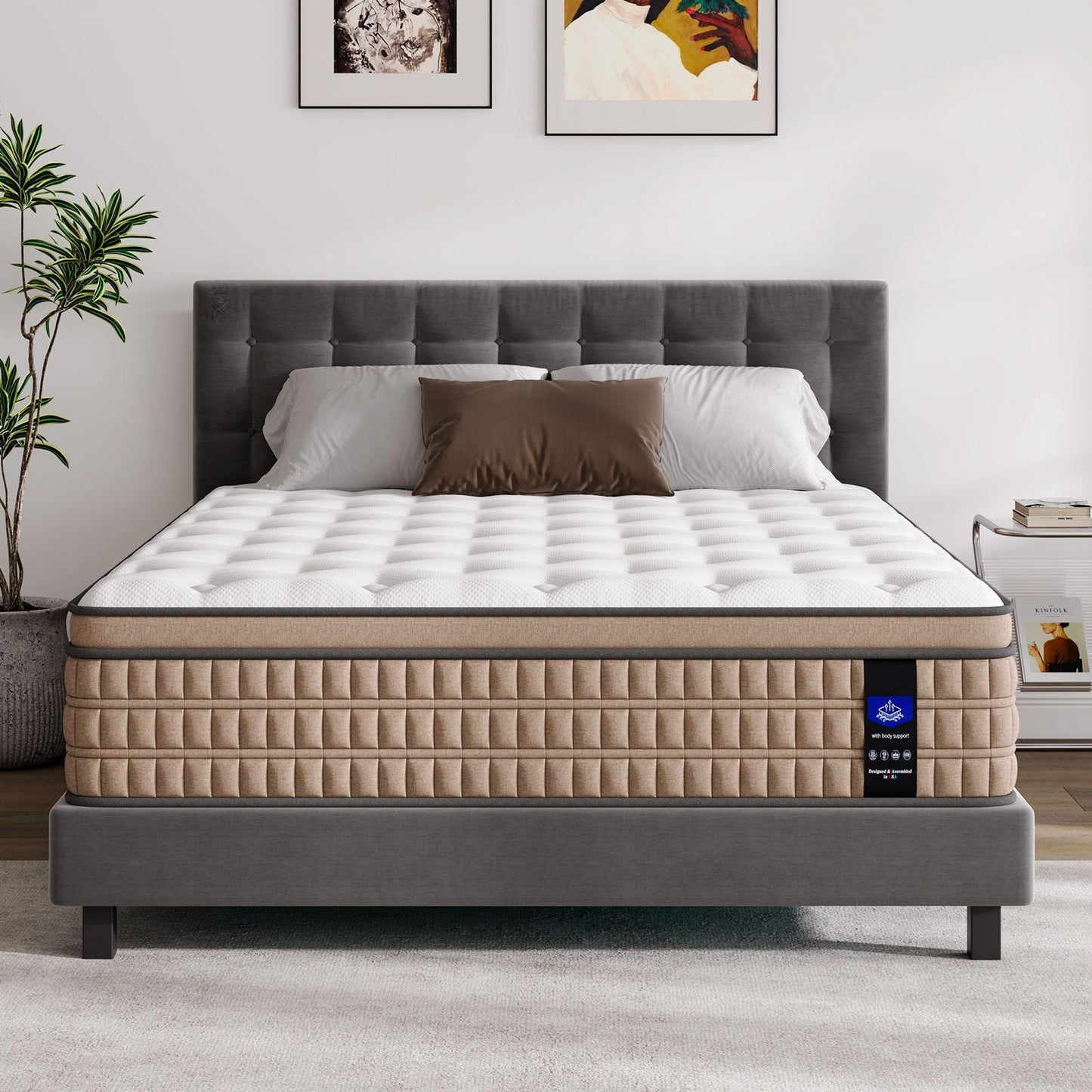 14" King Mattress Hotel Collection Hybrid Mattress With Gel Memory Foam & Pocket Springs