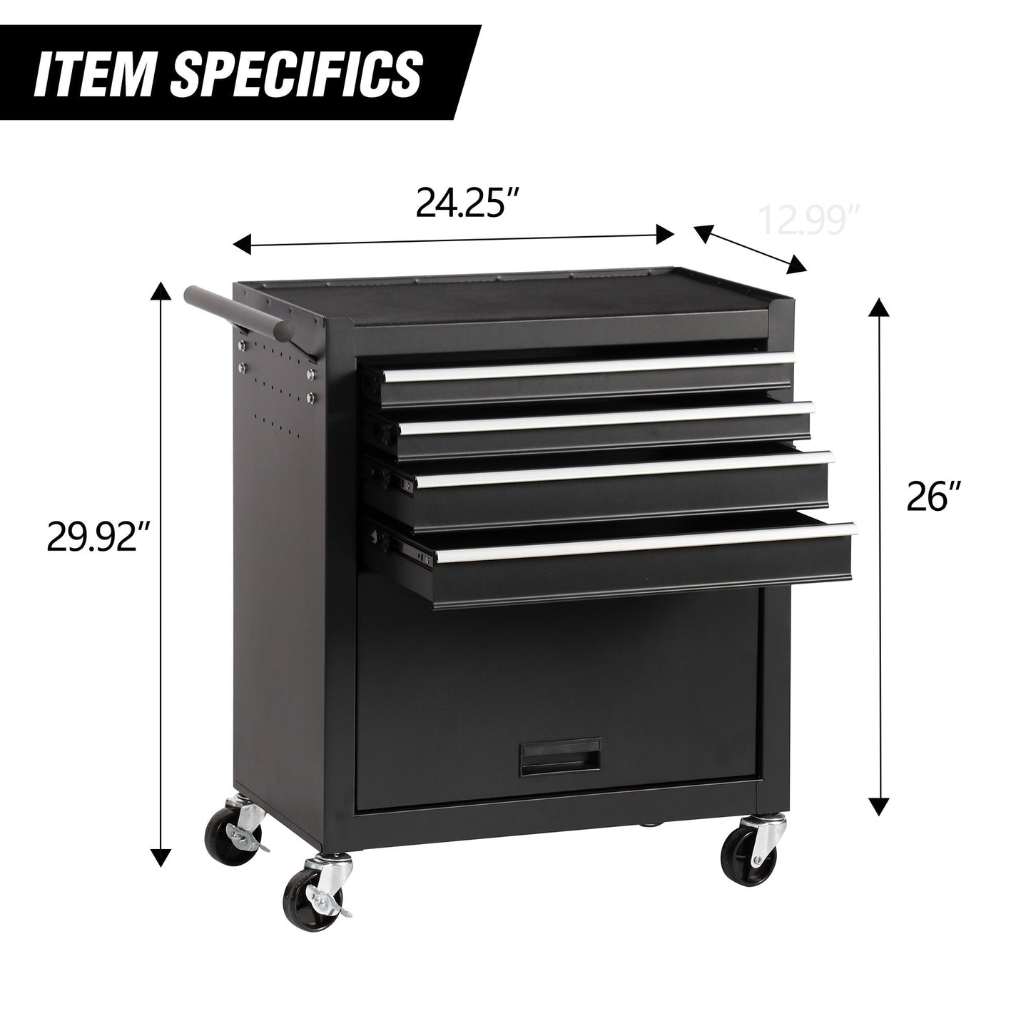 4-Drawer Rolling Tool Chest Cabinet with Wheels