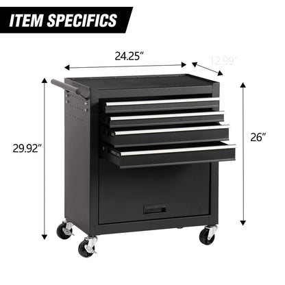 4-Drawer Rolling Tool Chest Cabinet with Wheels