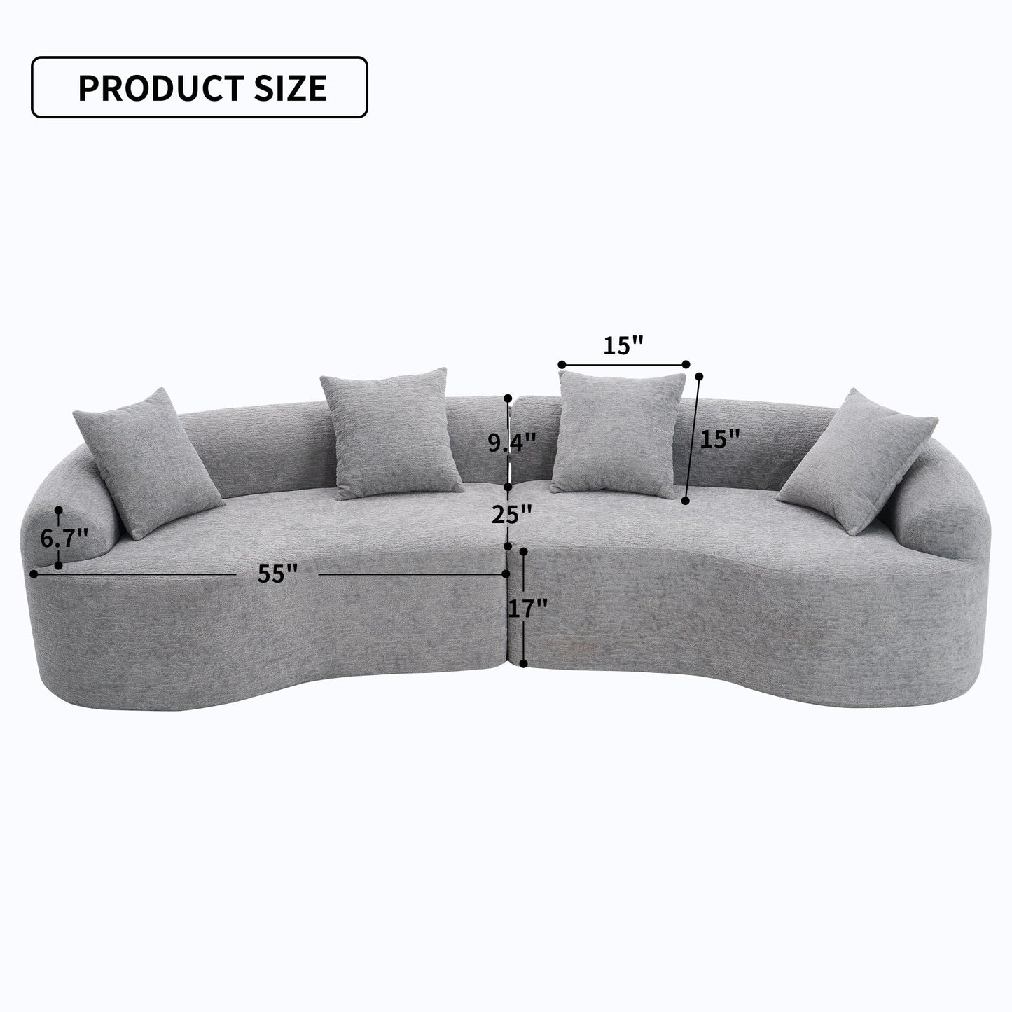 4 Seater Sofa With Fabric, 30D, 60 Hardness Full Sponge, 4 Pillow For Living Room, Home Furniture Sleeper Sectional Sofa For Apartment