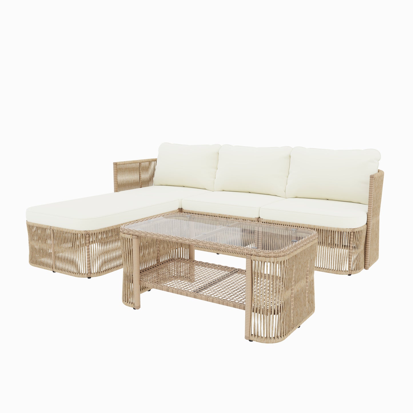 Outdoor PE Rattan Patio Furniture Set with Iron Frame
