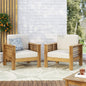Set of 2 Outdoor Acacia Wood Club Chairs with Cushions