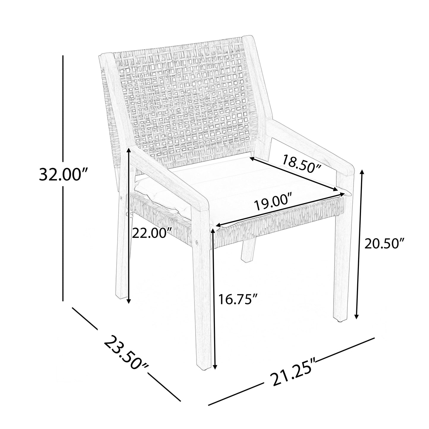 Outdoor Dining Chair - Acacia Wood & Wicker