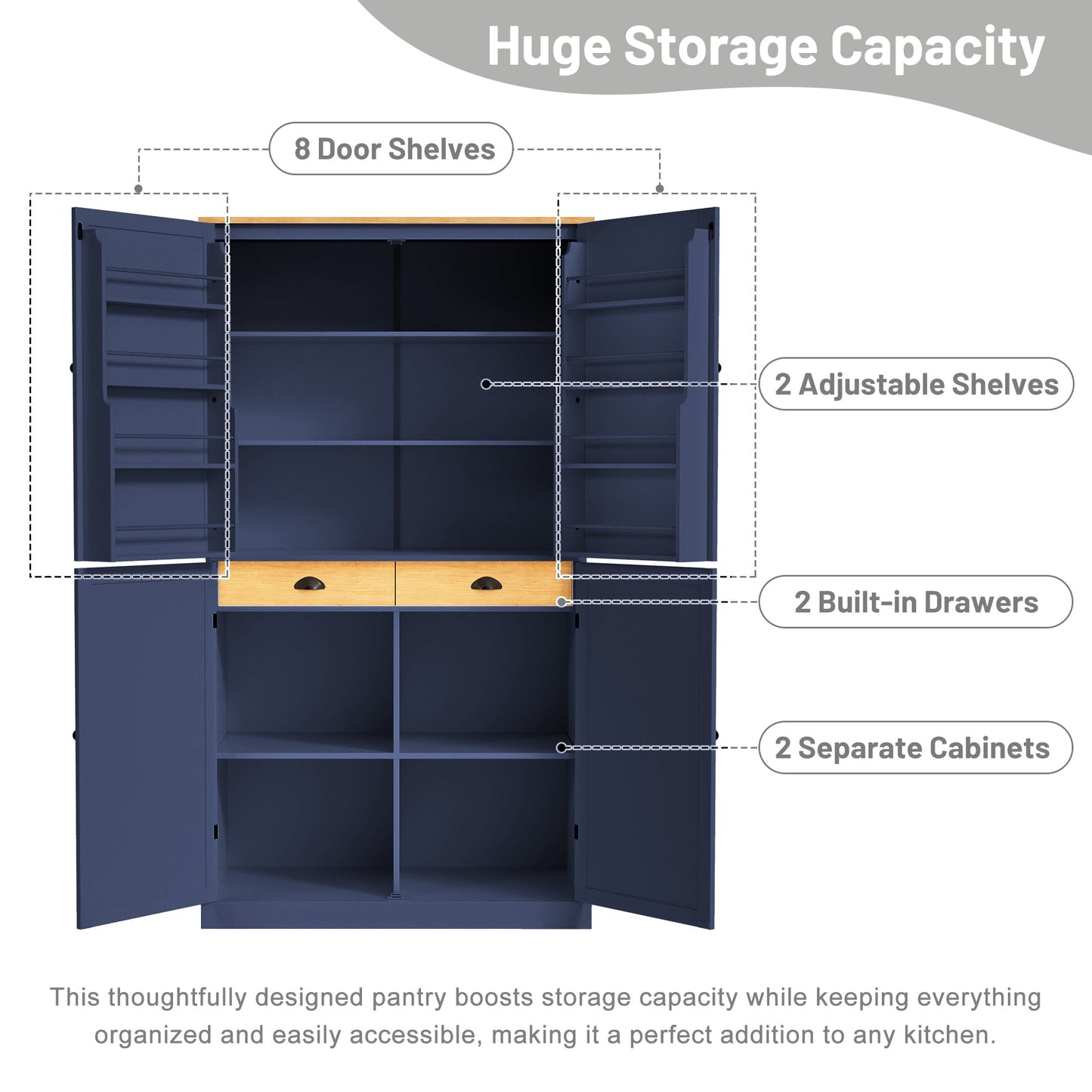 TOPMAX Large Freestanding Kitchen Pantry Storage Cabinet