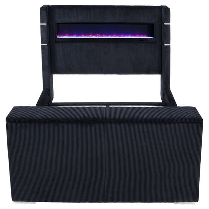 Tisdall Queen Flame Visualizer Wingback TV Bed Black