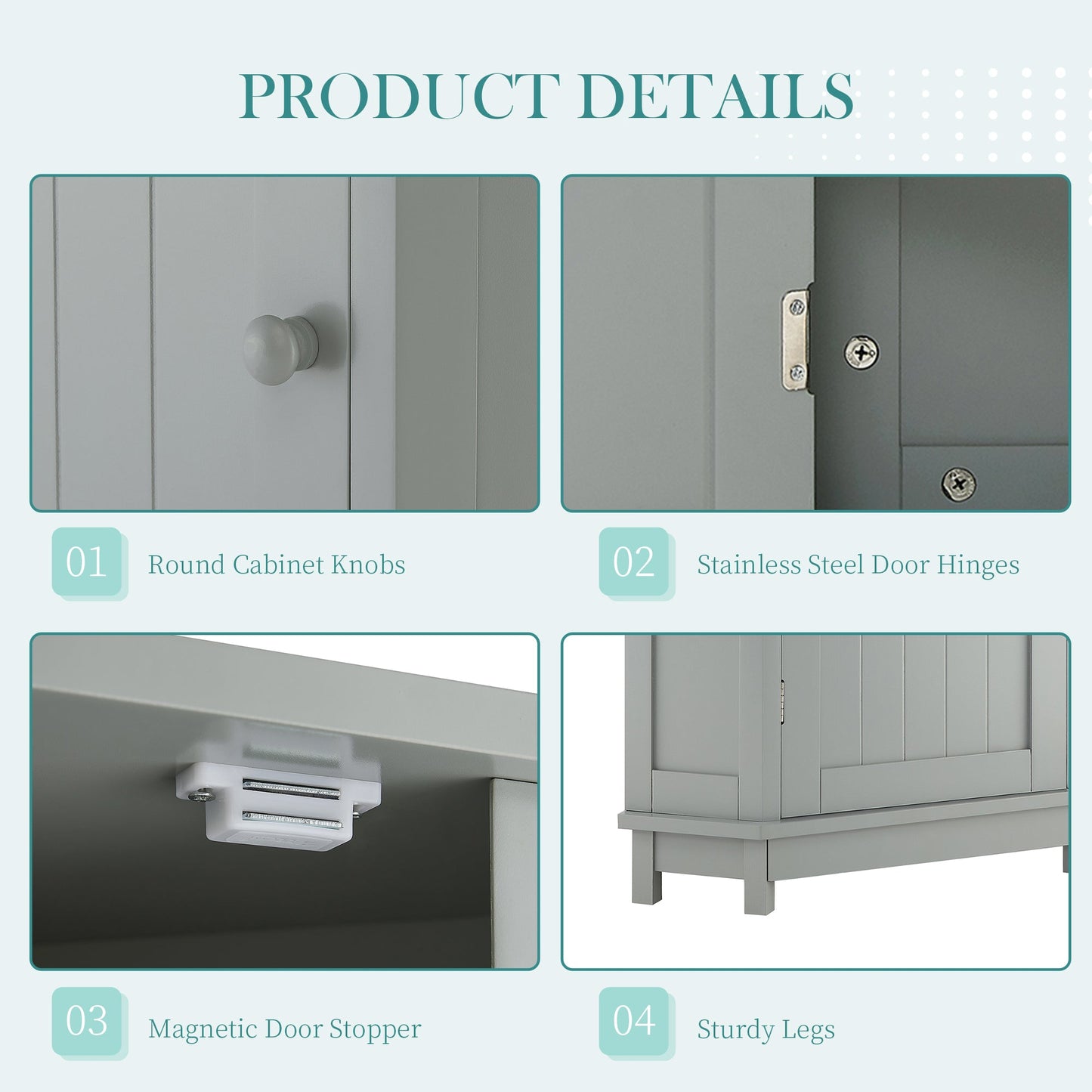 Grey Bathroom Cabinet Triangle Corner Storage With Adjustable Shelf