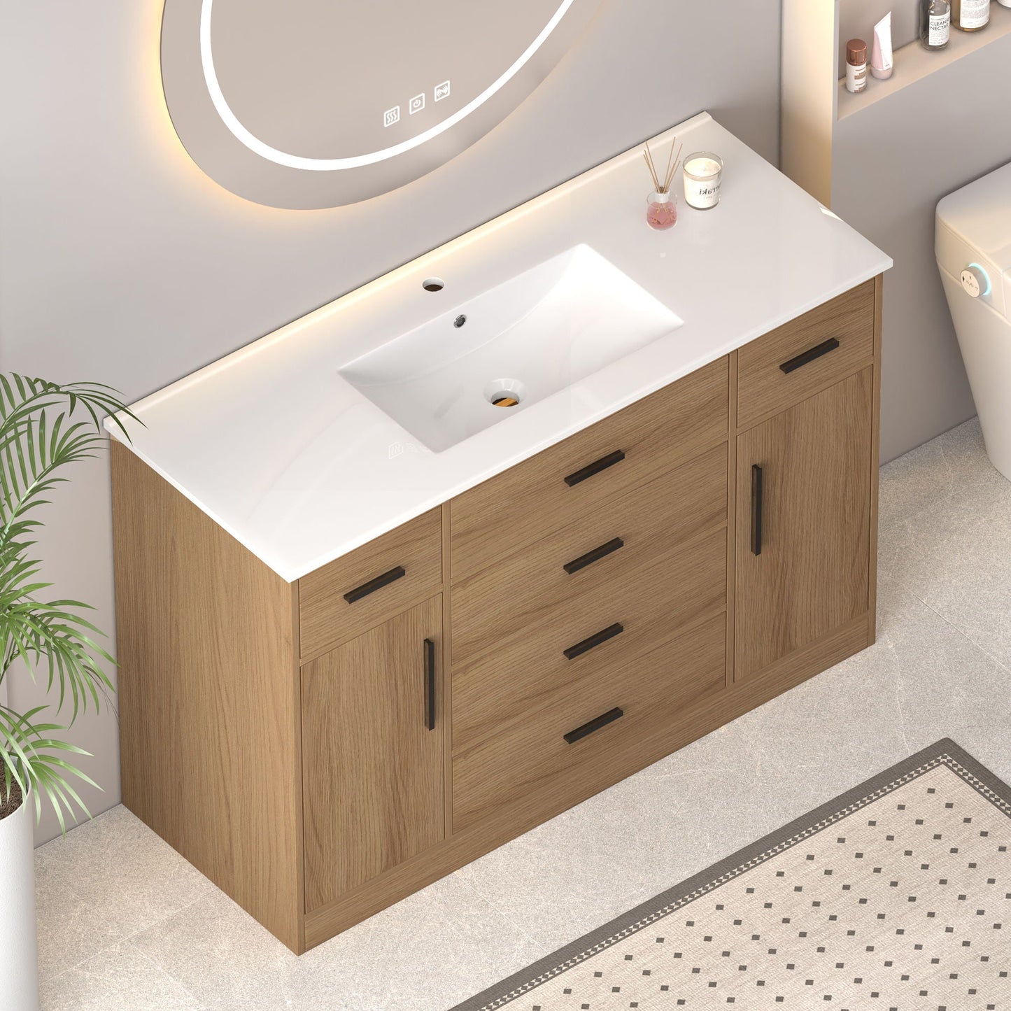Bathroom Vanity With Abundant Storage 2 Soft Close Doors And 6 Drawers