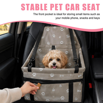 Pet Car Seat, Breathable Foldable Cat Dog Car Booster Seat With Safety Leash & Mesh Window, Waterproof Oxford Cloth Vehicle Travel Basket For Small Medium Dogs & Cats