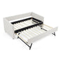 Upholstered Daybed With Trundle With Vertical Stripes
