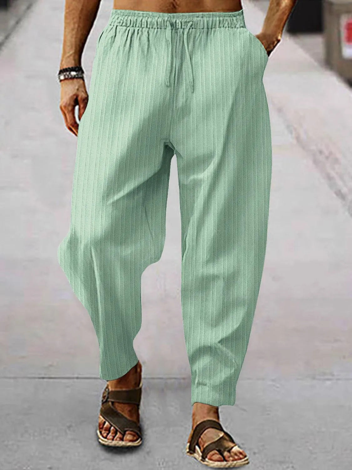 Men's Full Size Drawstring Pants with Pockets Plus Size