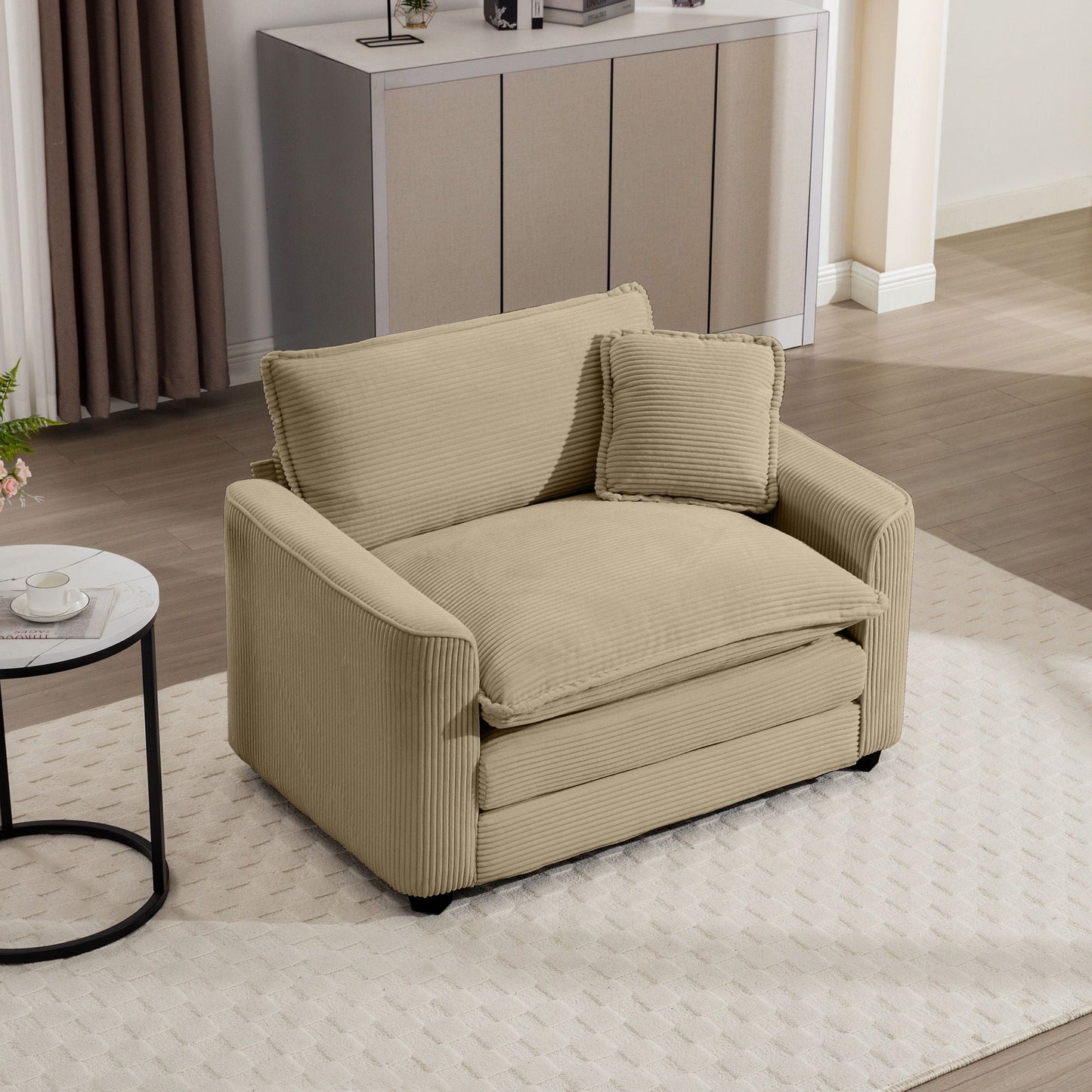 Modern Classic Fabric Single Chair Deep Seat Sofa With Pillow