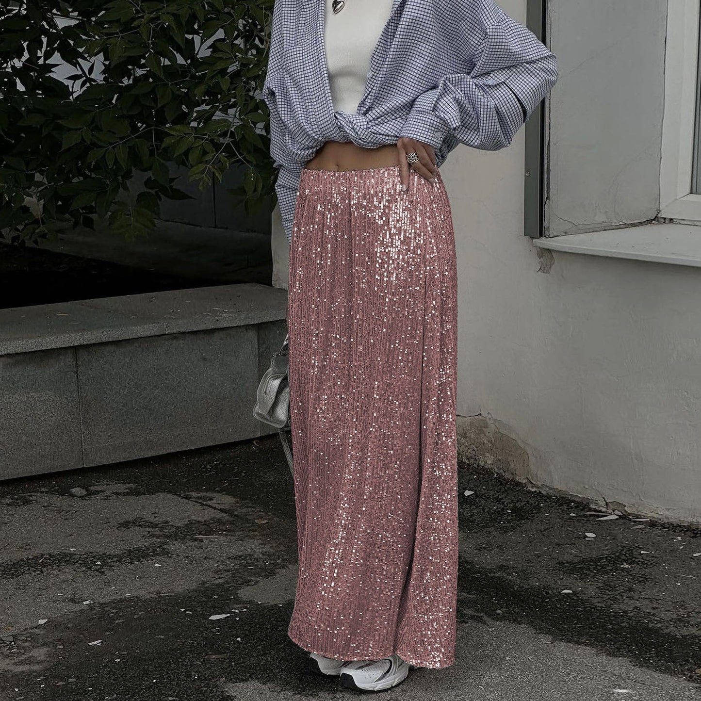 High-density Sequin Midi Skirt For Women Social Media Favorite