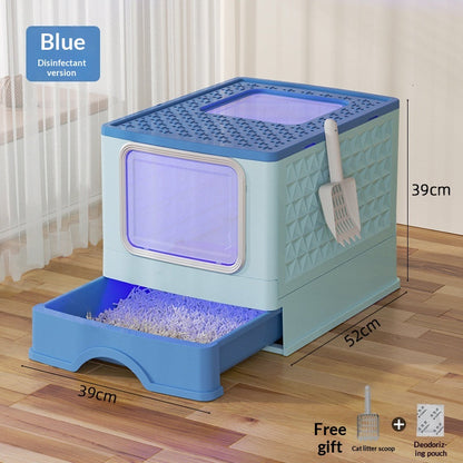Extra-large Fully Enclosed Drawer-Type Foldable Cat Litter Box