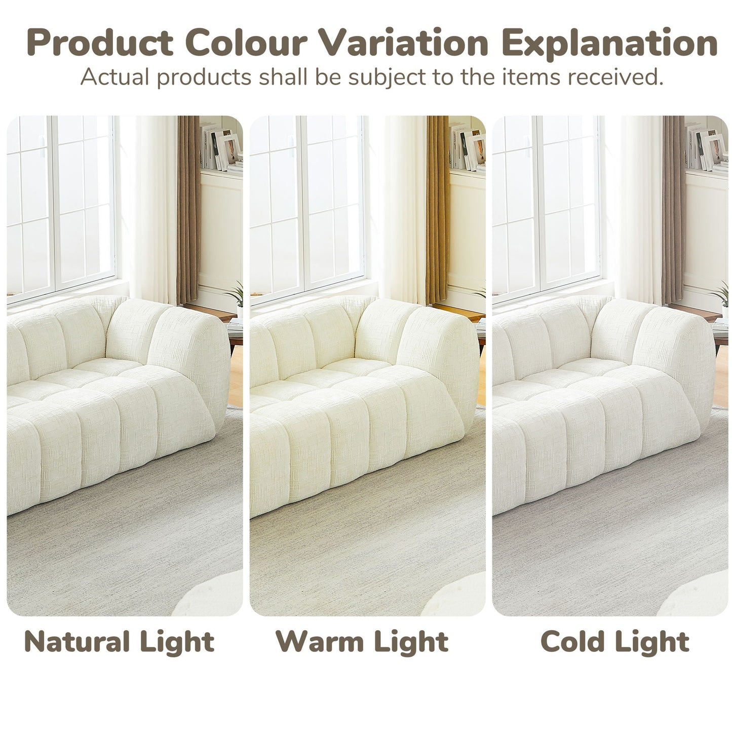 Quilted Cloud Sofa With Rounded Armrests And Piano Key Backrest Design