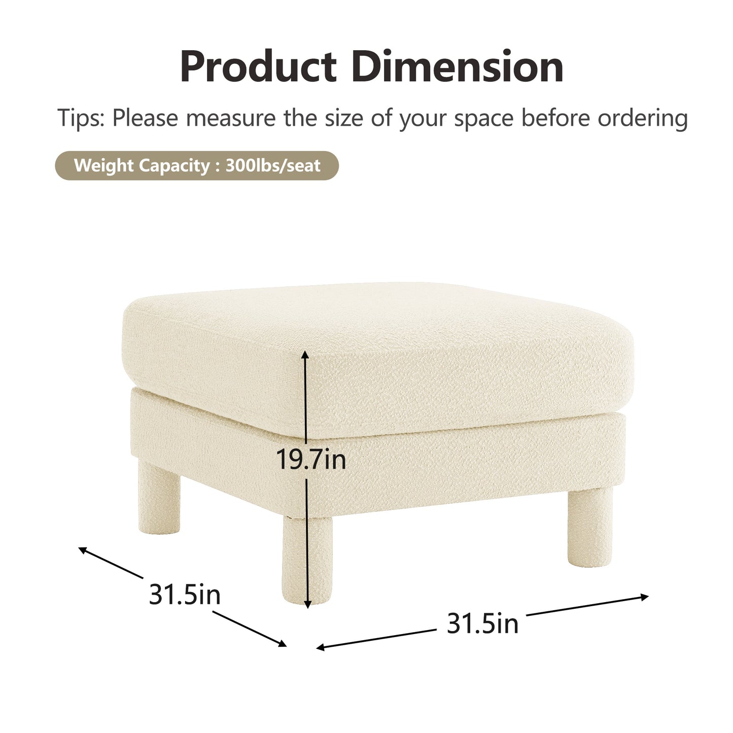 Polyester Beige Ottoman