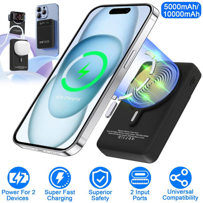 10000mAh Magsafe 3 In 1 Portable Charger PD22.5W Magnetic Fast Charger Fast Charging Power Bank Fit For IOS Phone 15/14 Samsung Galaxy S24 And More