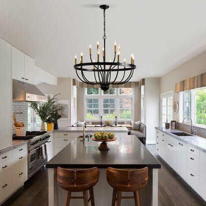 15-Light Industrial Iron Candle Chandelier Modern Farmhouse Pendant Light