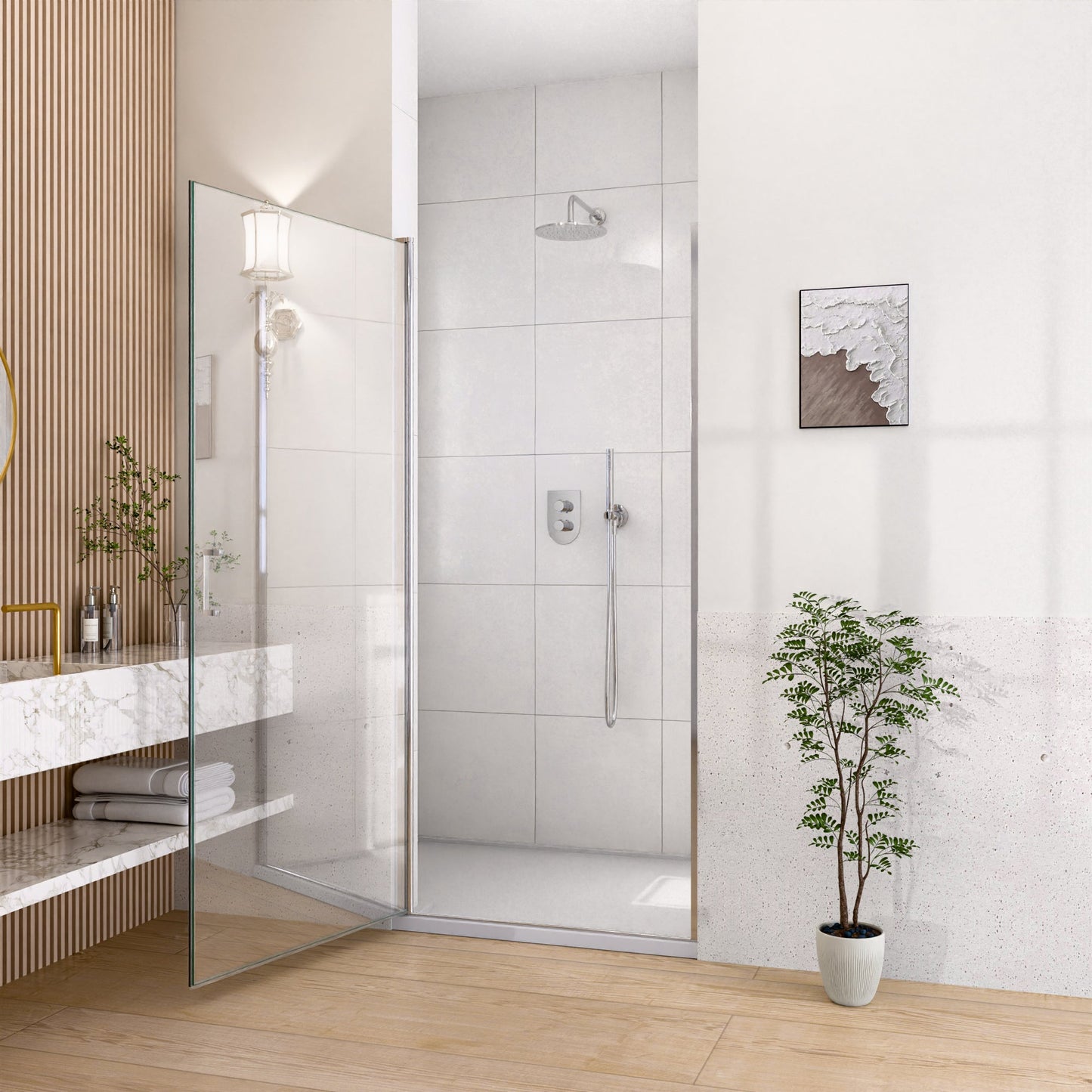 24" W x 72" H Semi-Frameless Circular Pivot Shower Door