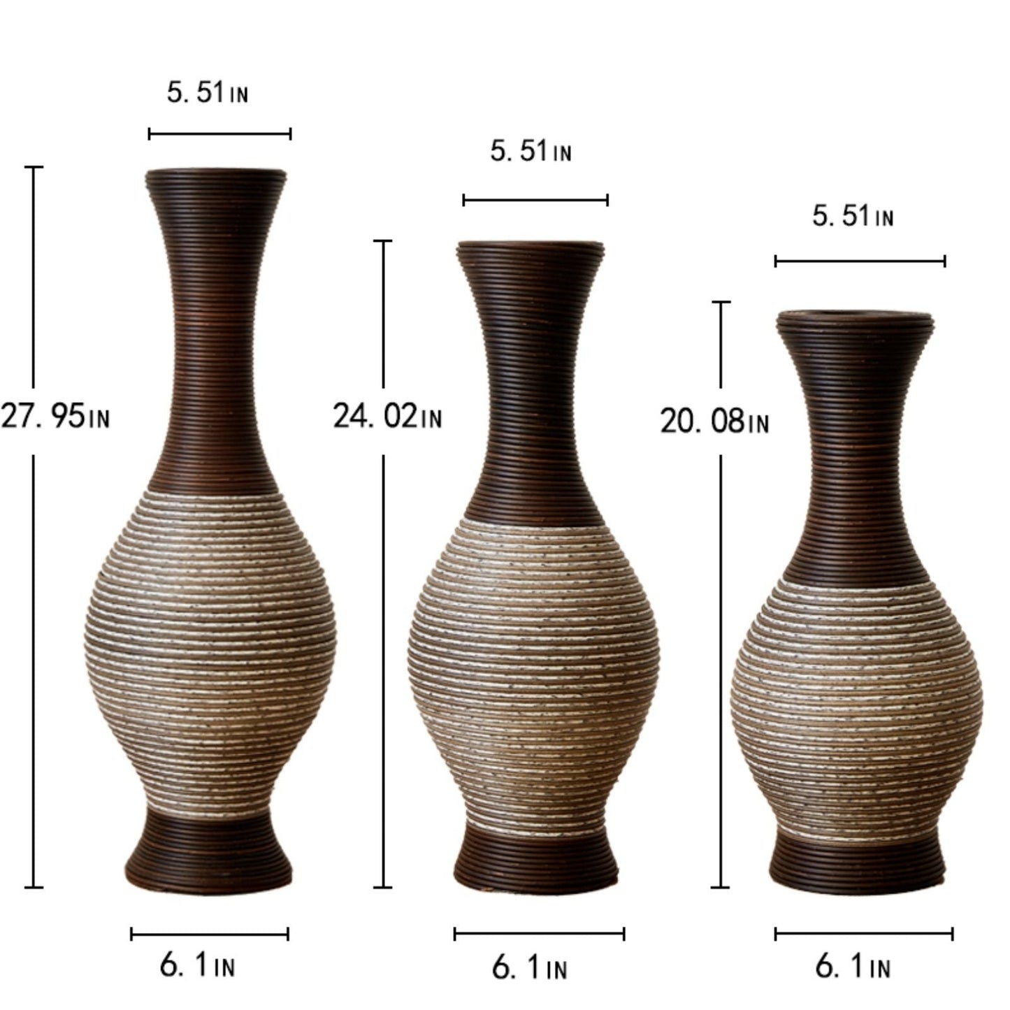 Tall Designer Floor Vase With Elegant 2 Tone